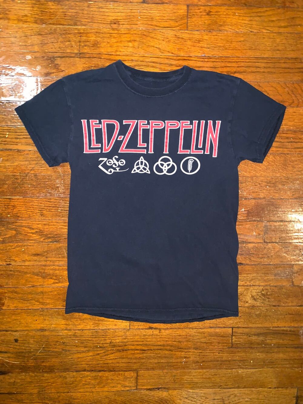 Led Zeppelin T Shirt Black Band Logo Symbols Graphic Tee Small